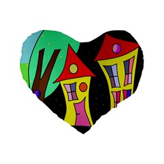 Two Houses 2 Standard 16  Premium Heart Shape Cushions by Valentinaart