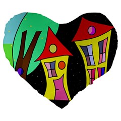 Two Houses 2 Large 19  Premium Heart Shape Cushions by Valentinaart