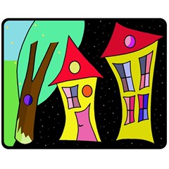 Two Houses 2 Double Sided Fleece Blanket (medium)  by Valentinaart