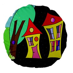 Two Houses 2 Large 18  Premium Flano Round Cushions by Valentinaart