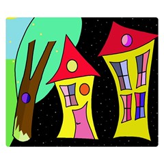 Two Houses 2 Double Sided Flano Blanket (small)  by Valentinaart