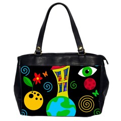 Playful Universe Office Handbags (2 Sides)  by Valentinaart