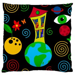 Playful Universe Large Cushion Case (one Side) by Valentinaart