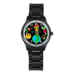 Playful Universe Stainless Steel Round Watch by Valentinaart