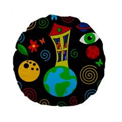 Playful Universe Standard 15  Premium Flano Round Cushions by Valentinaart