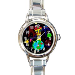 Colorful Universe Round Italian Charm Watch by Valentinaart