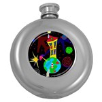 Colorful universe Round Hip Flask (5 oz) Front