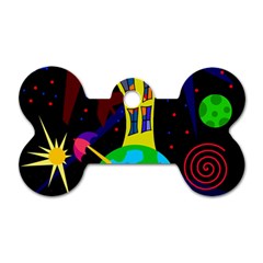 Colorful Universe Dog Tag Bone (one Side) by Valentinaart