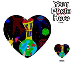 Colorful Universe Multi-purpose Cards (heart)  by Valentinaart