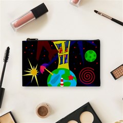 Colorful Universe Cosmetic Bag (small)  by Valentinaart