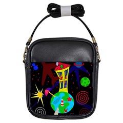 Colorful Universe Girls Sling Bags by Valentinaart