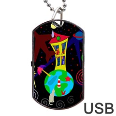 Colorful Universe Dog Tag Usb Flash (one Side)