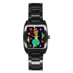 Colorful Universe Stainless Steel Barrel Watch by Valentinaart