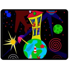 Colorful Universe Double Sided Fleece Blanket (large)  by Valentinaart