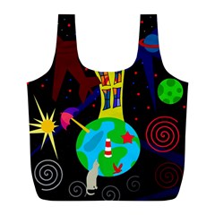 Colorful Universe Full Print Recycle Bags (l)  by Valentinaart