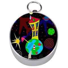 Colorful Universe Silver Compasses by Valentinaart