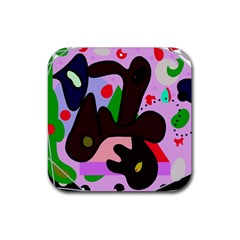 Decorative Abstraction Rubber Coaster (square)  by Valentinaart