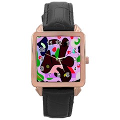 Decorative Abstraction Rose Gold Leather Watch  by Valentinaart