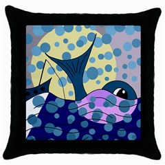 Whale Throw Pillow Case (black) by Valentinaart