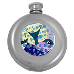 Whale Round Hip Flask (5 Oz) by Valentinaart