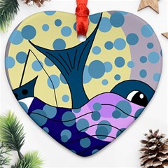 Whale Heart Ornament (2 Sides) by Valentinaart