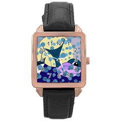 Whale Rose Gold Leather Watch  by Valentinaart