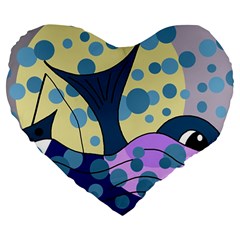 Whale Large 19  Premium Flano Heart Shape Cushions by Valentinaart