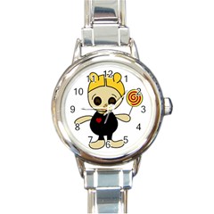 Cute Doll Girl Round Italian Charm Watch by Valentinaart