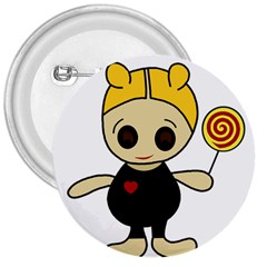 Cute Doll Girl 3  Buttons by Valentinaart