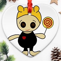 Cute Doll Girl Ornament (heart)  by Valentinaart