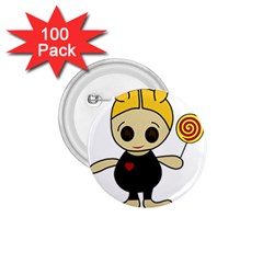 Cute Doll Girl 1 75  Buttons (100 Pack)  by Valentinaart