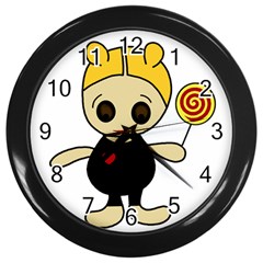 Cute Doll Girl Wall Clocks (black) by Valentinaart