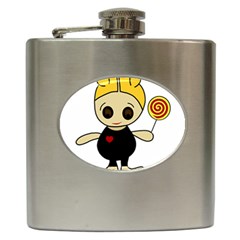 Cute Doll Girl Hip Flask (6 Oz) by Valentinaart