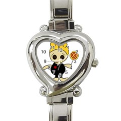 Cute Doll Girl Heart Italian Charm Watch by Valentinaart