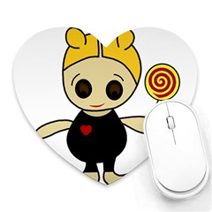 Cute Doll Girl Heart Mousepads by Valentinaart