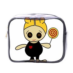 Cute Doll Girl Mini Toiletries Bags by Valentinaart