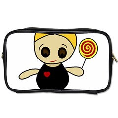 Cute Doll Girl Toiletries Bags by Valentinaart