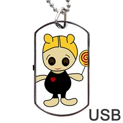 Cute Doll Girl Dog Tag Usb Flash (two Sides) 