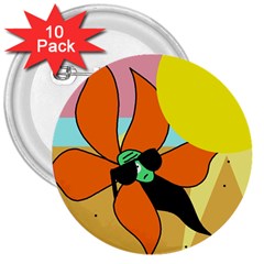 Sunflower On Sunbathing 3  Buttons (10 Pack)  by Valentinaart