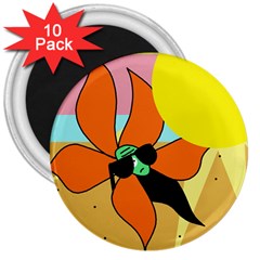 Sunflower On Sunbathing 3  Magnets (10 Pack) 