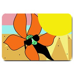 Sunflower On Sunbathing Large Doormat  by Valentinaart