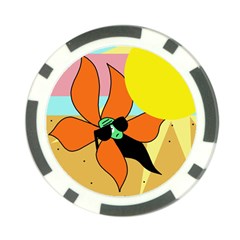 Sunflower On Sunbathing Poker Chip Card Guards by Valentinaart