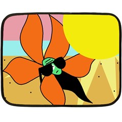 Sunflower On Sunbathing Double Sided Fleece Blanket (mini)  by Valentinaart