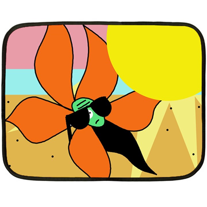 Sunflower on sunbathing Double Sided Fleece Blanket (Mini) 