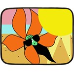 Sunflower on sunbathing Double Sided Fleece Blanket (Mini)  35 x27  Blanket Back