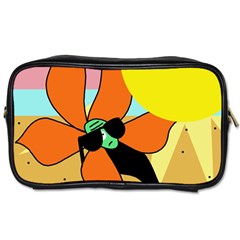 Sunflower On Sunbathing Toiletries Bags by Valentinaart