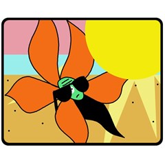 Sunflower On Sunbathing Double Sided Fleece Blanket (medium)  by Valentinaart