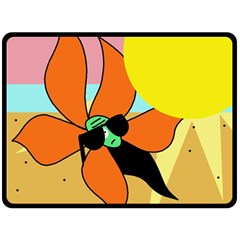 Sunflower On Sunbathing Double Sided Fleece Blanket (large)  by Valentinaart