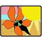 Sunflower on sunbathing Double Sided Fleece Blanket (Large)  80 x60  Blanket Front