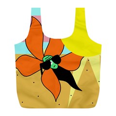 Sunflower On Sunbathing Full Print Recycle Bags (l)  by Valentinaart